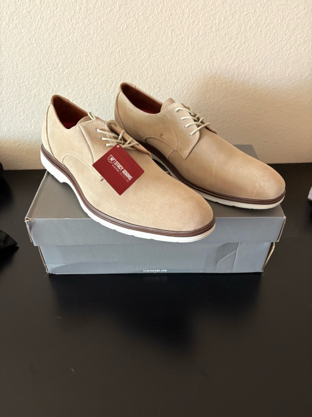 Stacy Adams Men's Beige/Tan Suede Derby Shoes - Picture 4 of 7